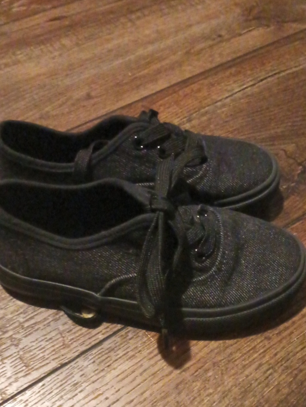 Kids Black Glitter Lace-Up Sneakers